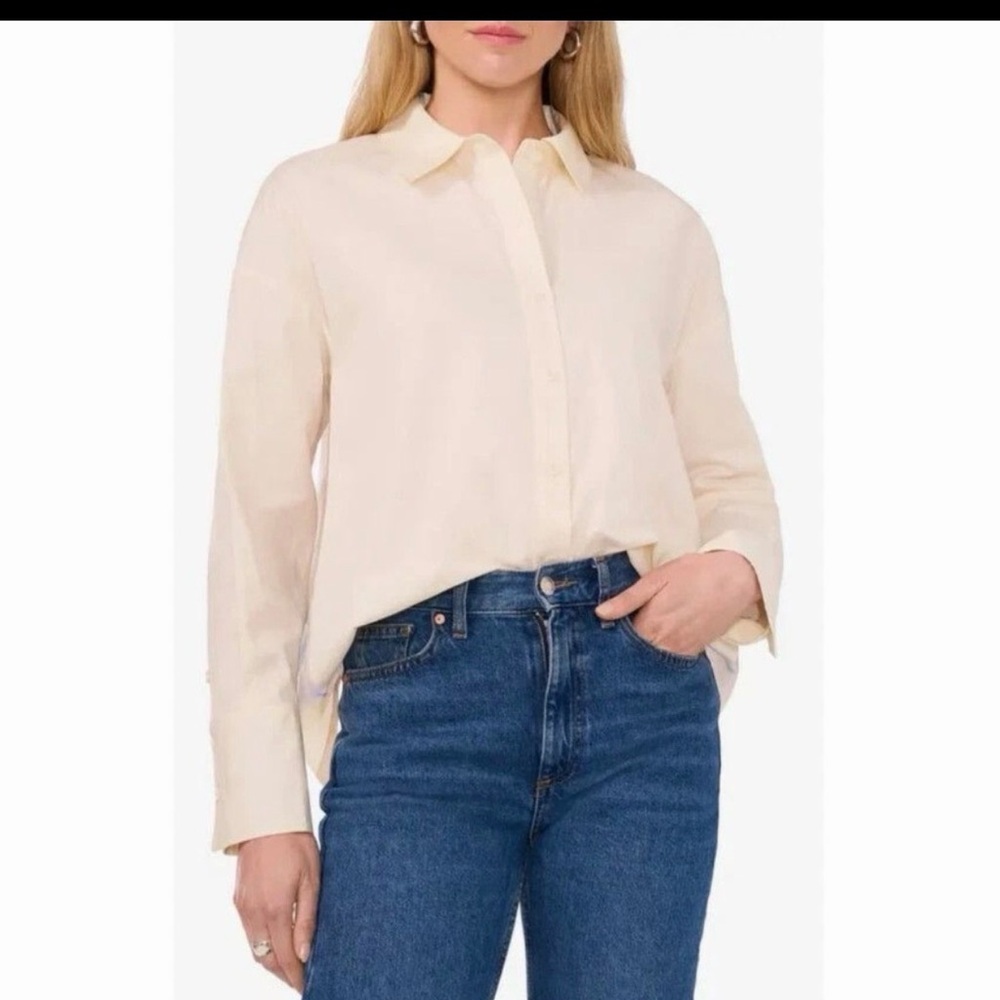 Parker Women's Cream Button-Up Shirt and sheer back